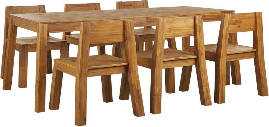 Beliani LIVORNO Tuinset voor 6 stoelen Lichte houtkleur Acaciahout