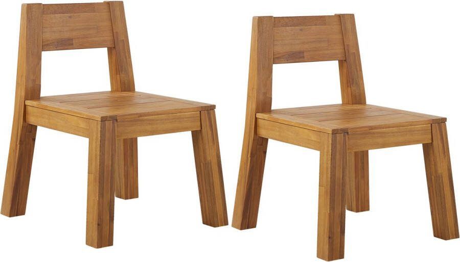 Beliani -LIVORNO -Tuinstoel set van 2-Lichte houtkleur-Acaciahout