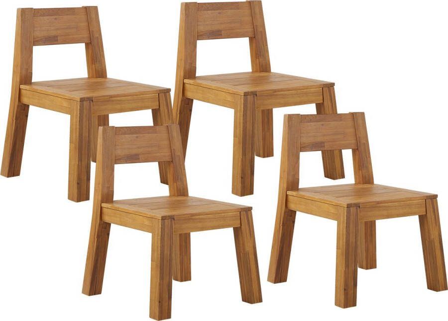 Beliani -LIVORNO -Tuinstoel set van 4-Lichte houtkleur-Acaciahout