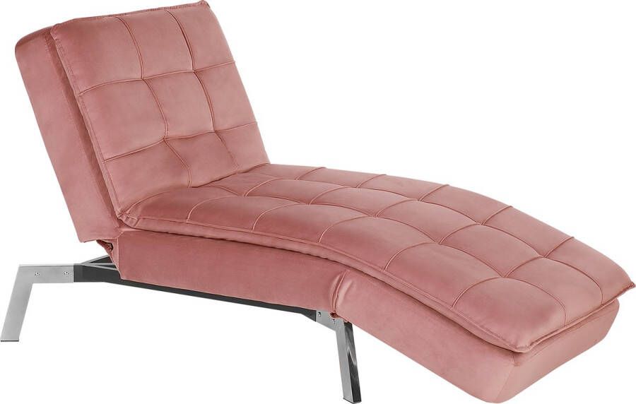Beliani LOIRET Chaise longue Roze Fluweel