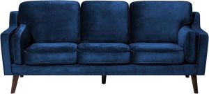 Beliani LOKKA Three Seater Sofa Blauw Fluweel