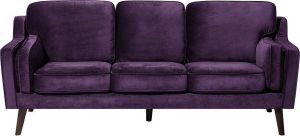 Beliani LOKKA Three Seater Sofa Paars Fluweel