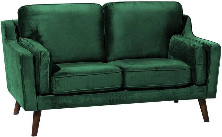 Beliani LOKKA Two Seater Sofa Groen Fluweel