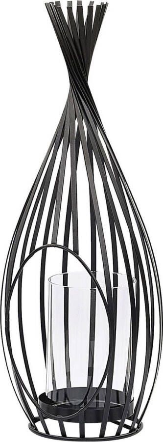 Beliani LOMBOK windlichtzuilen-Zwart-Metaal