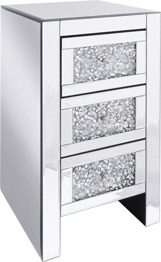 Beliani LORAY Bedside Table Zilver Glas