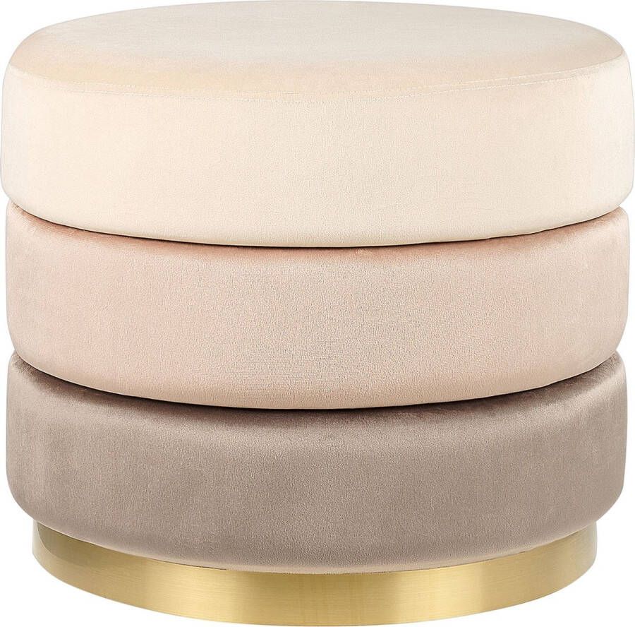 Beliani LOUIN Poef-Beige-Fluweel