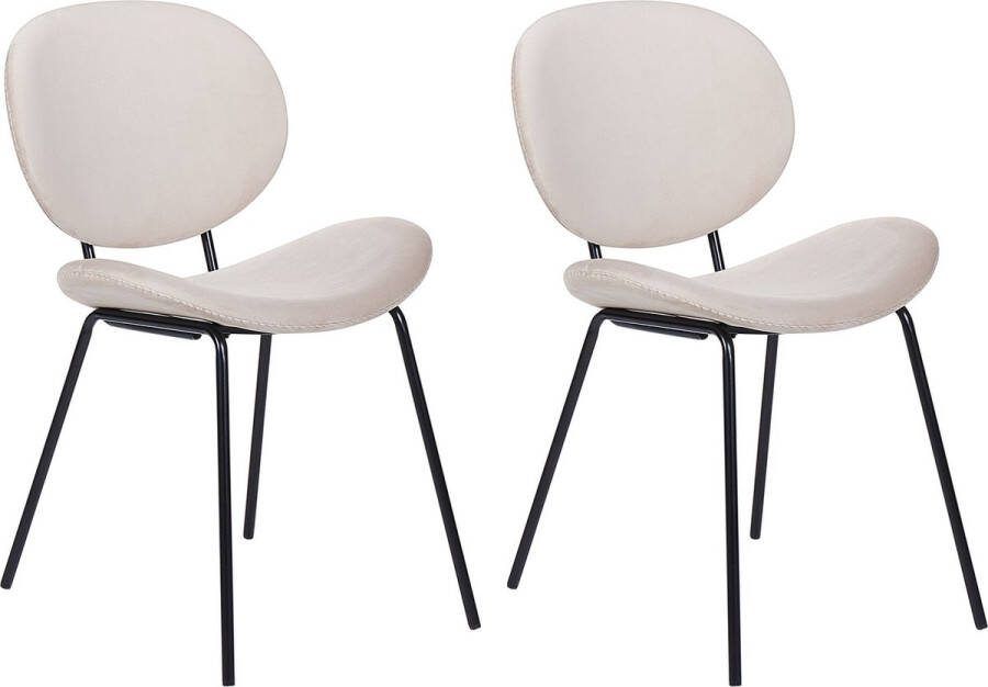Beliani LUANA Eetkamerstoel set van 2 Beige Fluweel