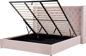 Beliani LUBBON Bed with Storage Roze Fluweel