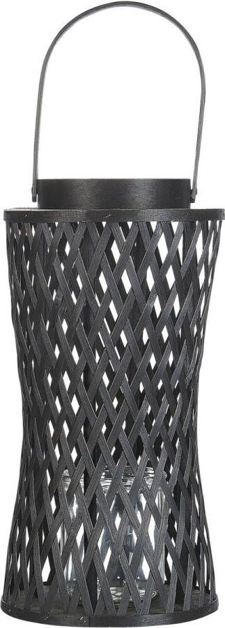 Beliani MACTAN Lantaarn Zwart 38 cm Bamboe
