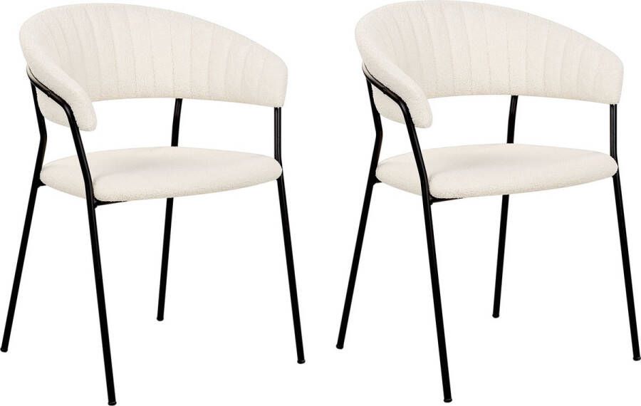 Beliani MARIPOSA Eetkamerstoel set van 2 Off-white Fluweel