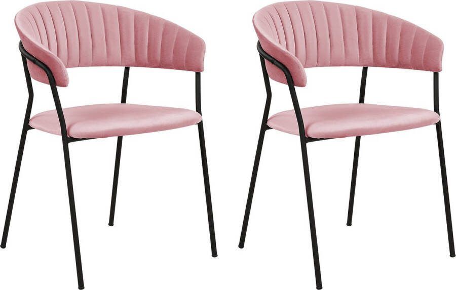 Beliani MARIPOSA Eetkamerstoel set van 2 Roze Fluweel