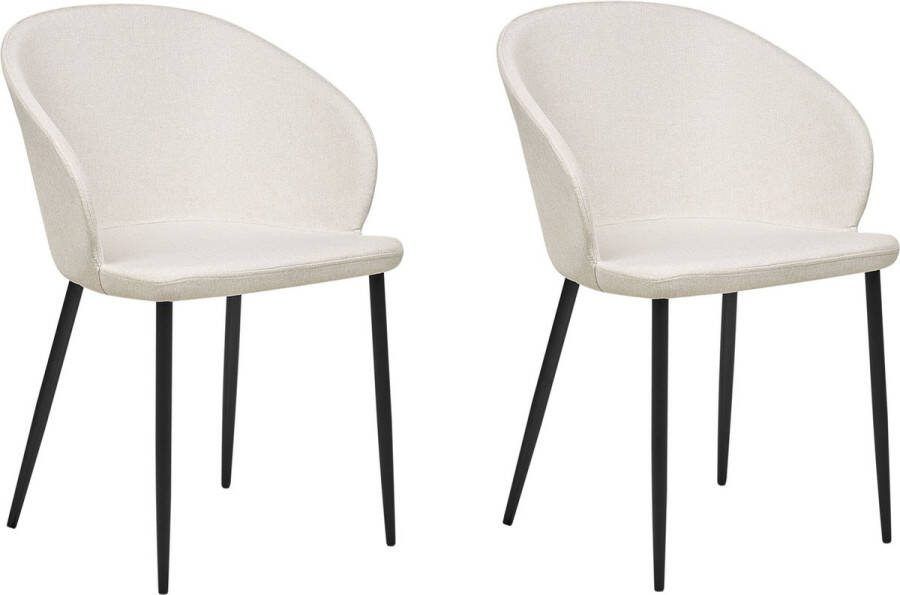 Beliani MASON Eetkamerstoel set van 2 Lichtbeige Polyester