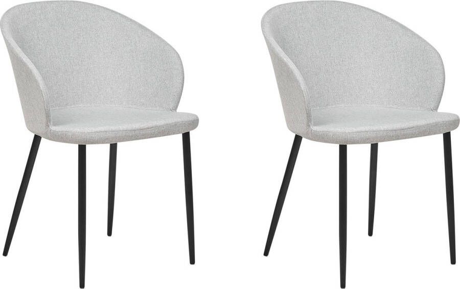 Beliani MASON Eetkamerstoel set van 2 Lichtgrijs Polyester
