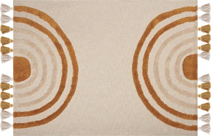 Beliani MATHURA Plaid Beige 130 x 180 cm Katoen