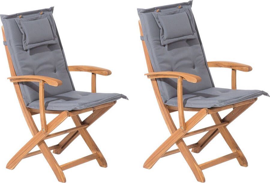 Beliani MAUI Set of 2 Chairs Lichte houtkleur Acaciahout