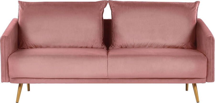 Beliani MAURA Three Seater Sofa Roze Fluweel