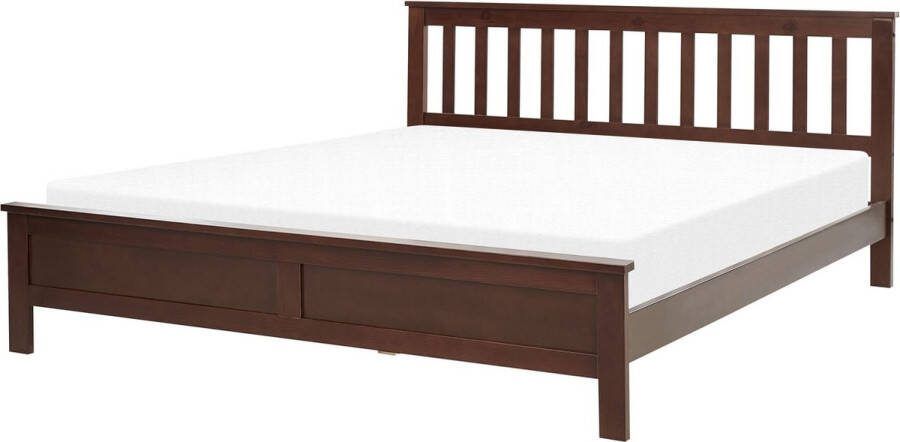Beliani -MAYENNE -Tweepersoonsbed-Donkerbruin-160 x 200 cm-Dennenhout