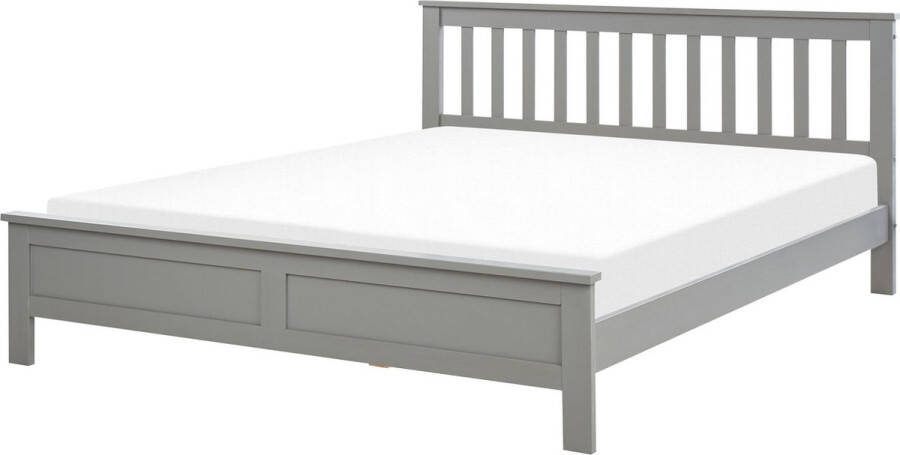 Beliani -MAYENNE -Tweepersoonsbed-Grijs-160 x 200 cm-Dennenhout