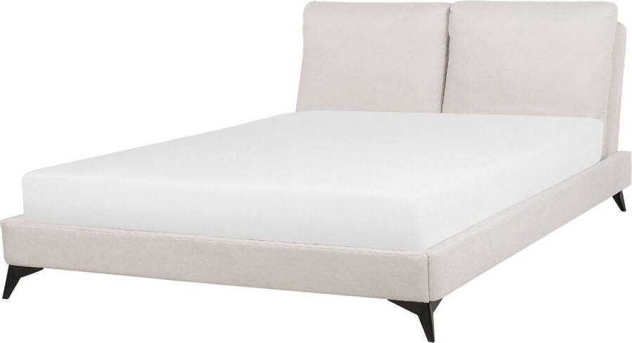 Beliani MELLE Tweepersoonsbed Beige 160 x 200 cm Chenille