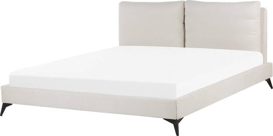 Beliani MELLE Tweepersoonsbed Beige 180 x 200 cm Chenille