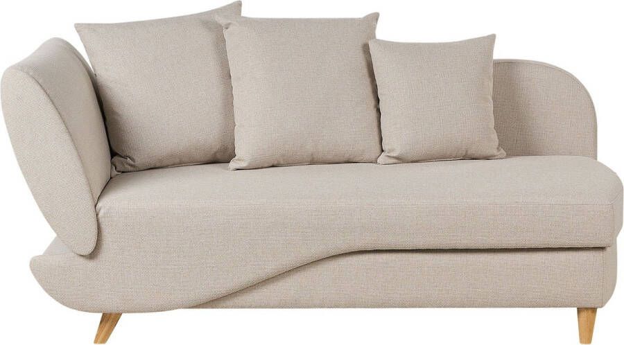 Beliani MERI II Chaise longue Beige Linkerzijde Fluweel
