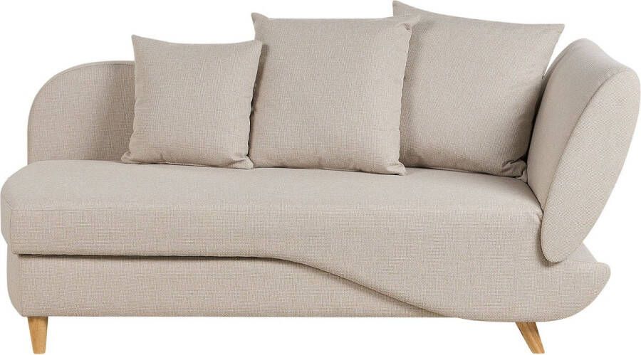 Beliani MERI II Chaise longue Beige Rechterzijde Fluweel