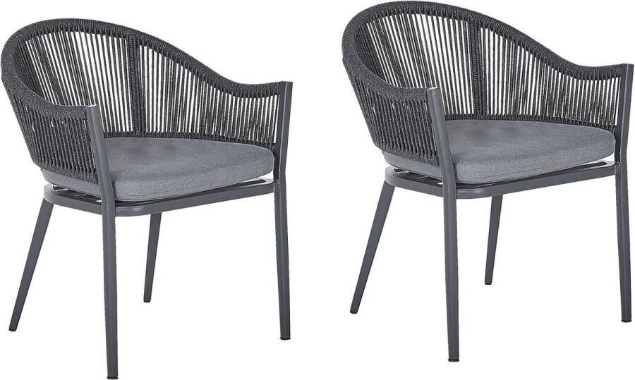 Beliani MILETO Tuinstoel set van 2 Grijs Aluminium