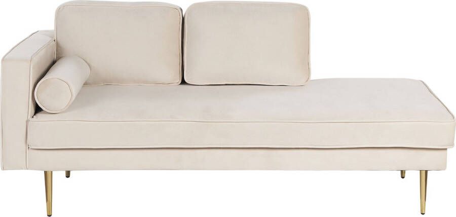 Beliani MIRAMAS Chaise longue Beige Linkerzijde Fluweel