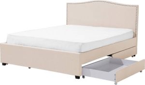 Beliani MONTPELLIER Bed with Storage Beige Polyester
