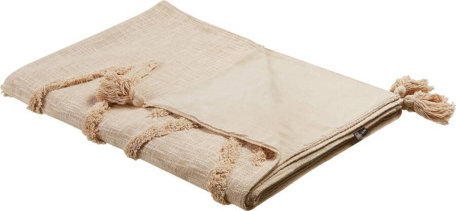 Beliani MORBI Plaid Beige 130 x 180 cm Katoen