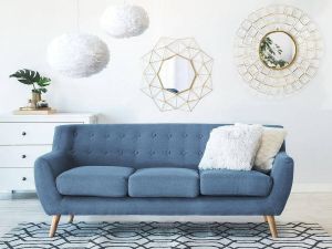 Beliani MOTALA Three Seater Sofa Blauw Polyester