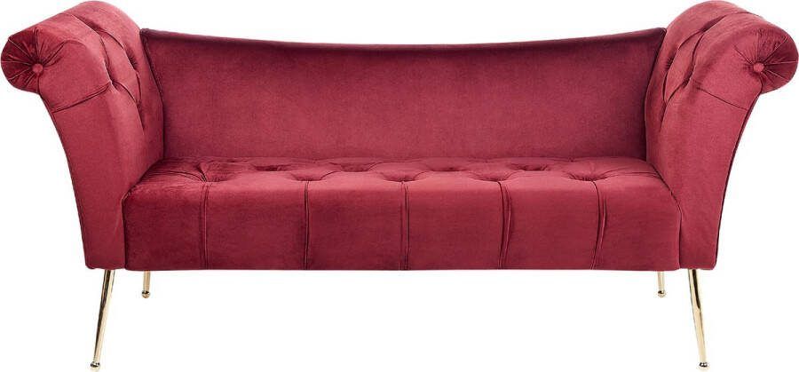 Beliani NANTILLY Chaise longue Donkerrood Fluweel