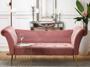 Beliani NANTILLY Chaise Longue Roze Fluweel