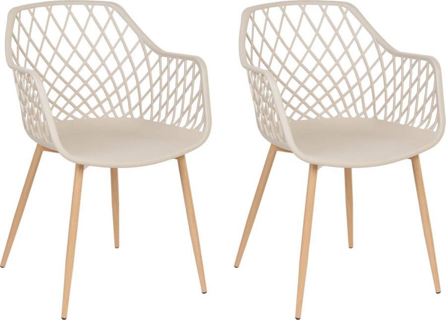 Beliani NASHUA Set of 2 Chairs Beige Synthetisch materiaal