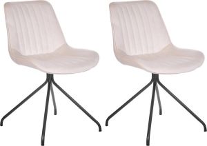 Beliani NAVASOTA Eetkamerstoel set van 2 Beige Fluweel