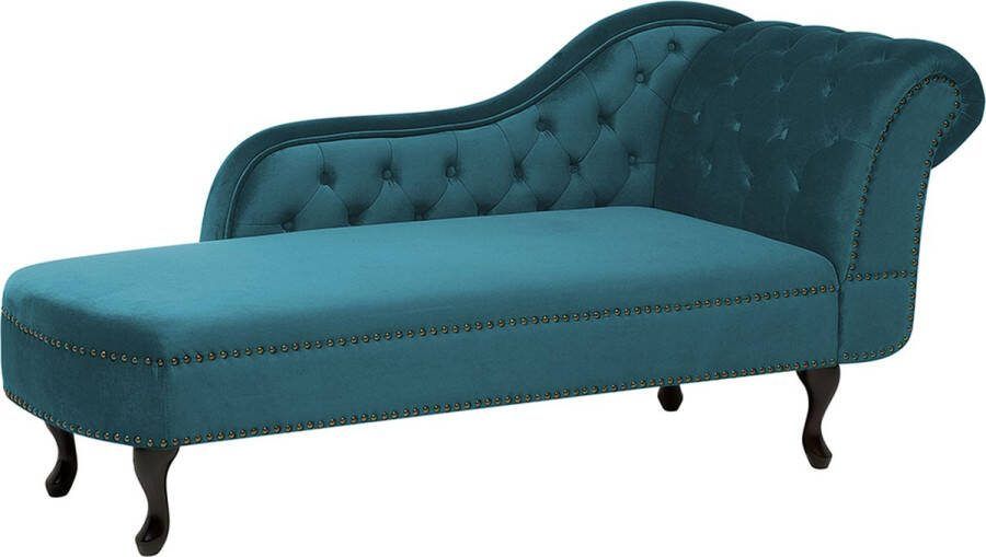 Beliani NIMES Chaise longue Blauwgroen Rechterzijde Fluweel