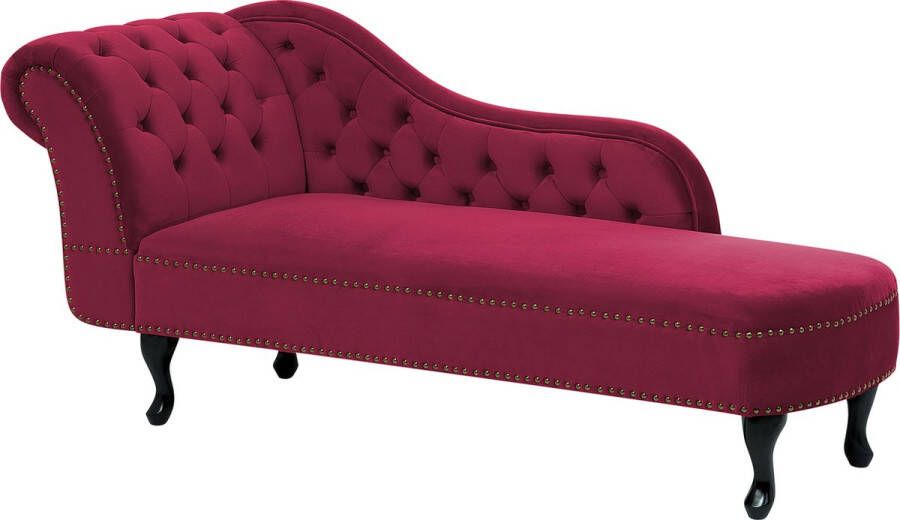 Beliani NIMES Chaise longue Rood Linkerzijde Fluweel