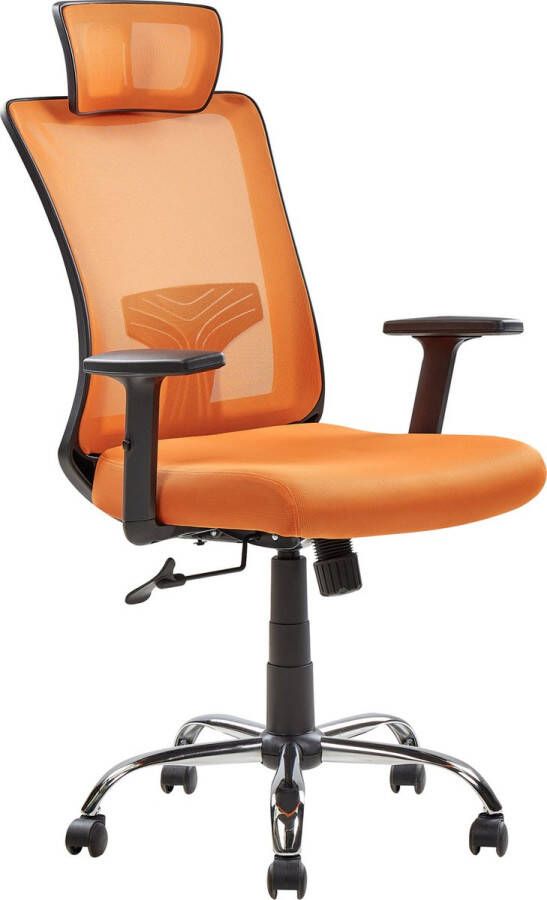 Beliani NOBLE Bureaustoel Oranje Zwart Polyester