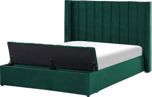 Beliani NOYERS Bed met opbergruimte groen Fluweel