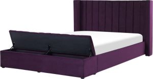 Beliani NOYERS Bed met opbergruimte paars fluweel