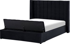 Beliani NOYERS Bed met opbergruimte zwart Fluweel