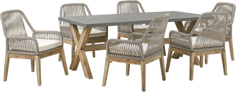 Beliani OLBIA Tuinset voor 6 Grijs Beige Vezelcement