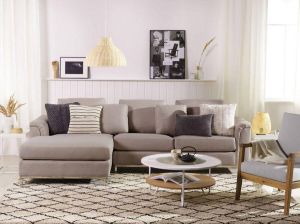 Beliani OSLO Corner Sofa (L) Beige Polyester