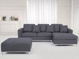 Beliani OSLO Corner Sofa (L) Grijs Polyester