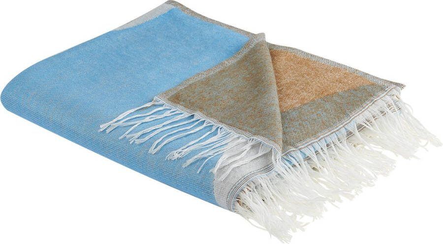 Beliani PALHI Plaid Blauw 130 x 170 cm Polyester