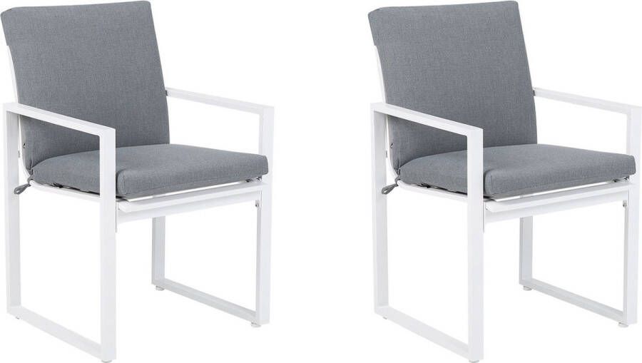 Beliani PANCOLE Tuinstoel set van 2 Grijs Polyester