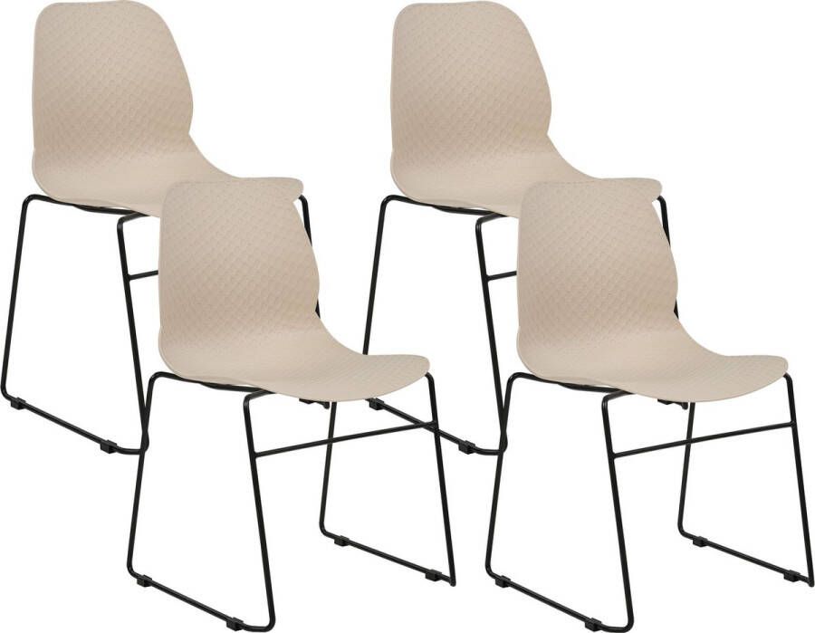 Beliani PANORA Eetkamerstoel set van 4 Beige Plastic