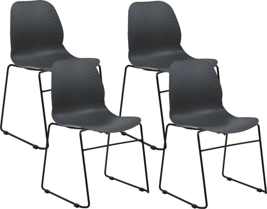 Beliani PANORA Eetkamerstoel set van 4 Donkergrijs Plastic