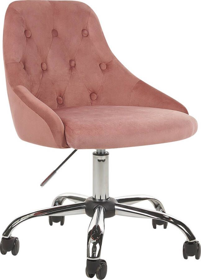 Beliani PARRISH Office Chair Roze Fluweel