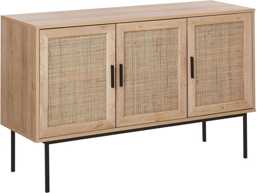 Beliani PASCO Sideboard 3 deuren Lichte houtkleur Vezelplaat